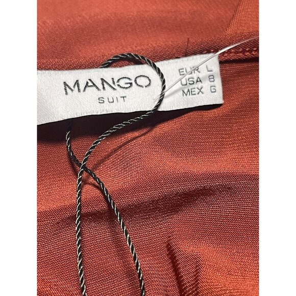 Mango Suit Womens Rust Brown Long-Sleeve Dress With Waist Tie Detail Size 8 - Picture 4 of 7